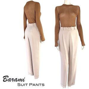 Barami cream crêpe high waisted pleated tailored straight leg pants - Size 6